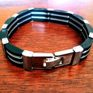 Men's Rubber & Stainless Steel Bracelet